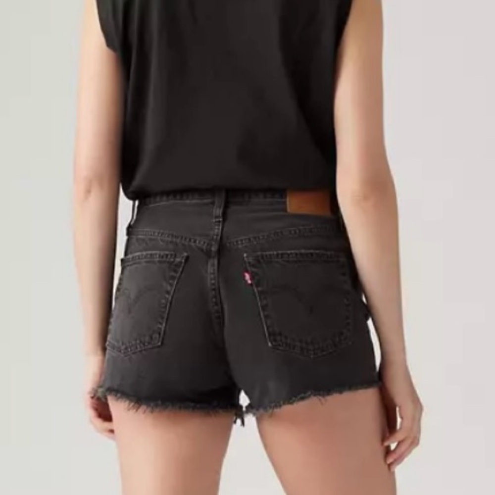 Levi’s 501 Black Distressed Denim Shorts